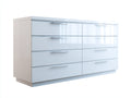 Commode-Panneaux MDF-Métal-190x48x88 cm-Blanc-Argent-Moderne