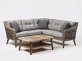 Canapé de jardin - rotin-bois-tissu - 268x268x86 cm - gris clair-brun naturel - style scandinave