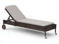 Bain de soleil-Résine tressée-Tissu-Métal-208x70x92 cm-Marron foncé-Grège-Contemporain