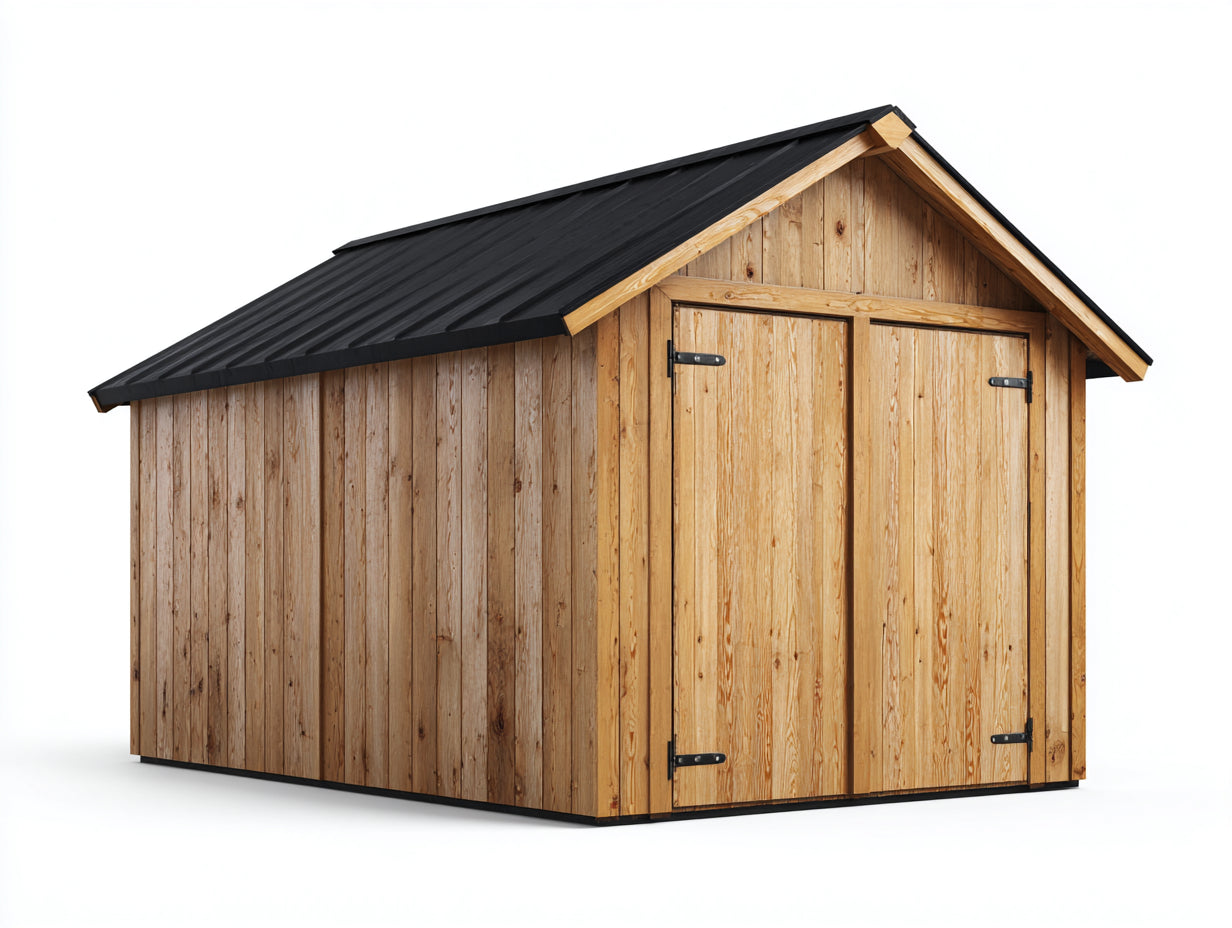 Abri de jardin - bois - 390x270x260 cm - marron-noir - style contemporain