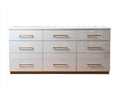 Commode-Panneaux MDF-Métal-180x45x82 cm-Blanc-Or-Moderne