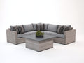 Canapé de jardin - rotin-métal-tissu - 286x286x82 cm - gris clair-gris anthracite - style moderne