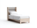 Lit simple-Bois-Tissu-200x100x108 cm-Chêne clair-Gris-Moderne