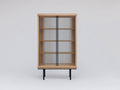 Vitrine - bois-métal-verre - 92x40x176 cm - chêne clair-noir - style japonais