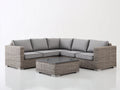 Canapé de jardin - rotin-verre-tissu - 292x292x84 cm - gris clair-gris anthracite - style moderne