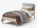 Lit simple - bois - tissu - 203x97x96 cm - bois clair-gris - style scandinave