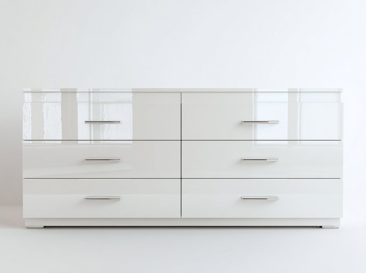 Commode-Panneaux MDF-Métal-175x47x82 cm-Blanc-Argent-Moderne