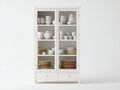 Vitrine - bois-verre - 88x38x182 cm - blanc - style scandinave