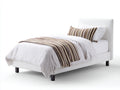 Lit simple-Similicuir-200x100x95 cm-Blanc-Design contemporain