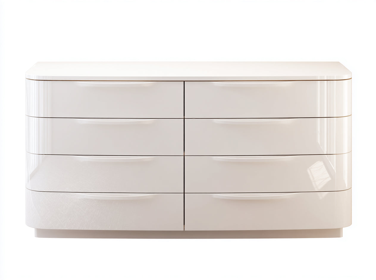 Commode-Panneaux MDF-180x52x83 cm-Blanc brillant-Style arrondi