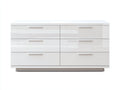 Commode-Panneaux MDF-Métal-176x47x79 cm-Blanc-Argent-Moderne