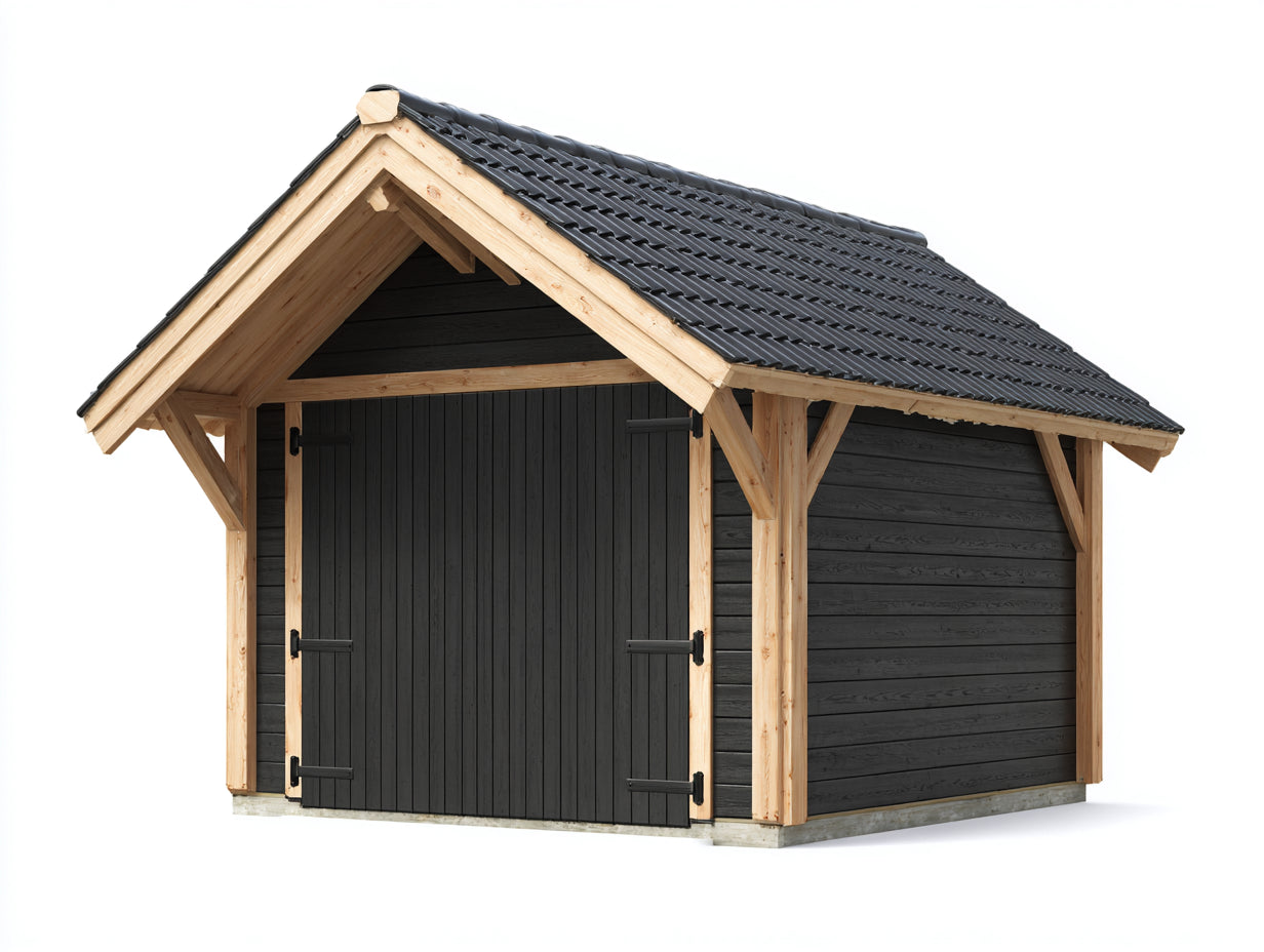 Abri de jardin - bois - 420x300x285 cm - noir-marron - style moderne