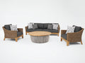 Canapé de jardin - rotin-bois-tissu - 190x82x78 cm - brun naturel-gris anthracite-beige - style contemporain