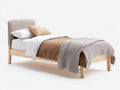 Lit simple - bois - tissu - 202x96x92 cm - bois clair-beige - style scandinave