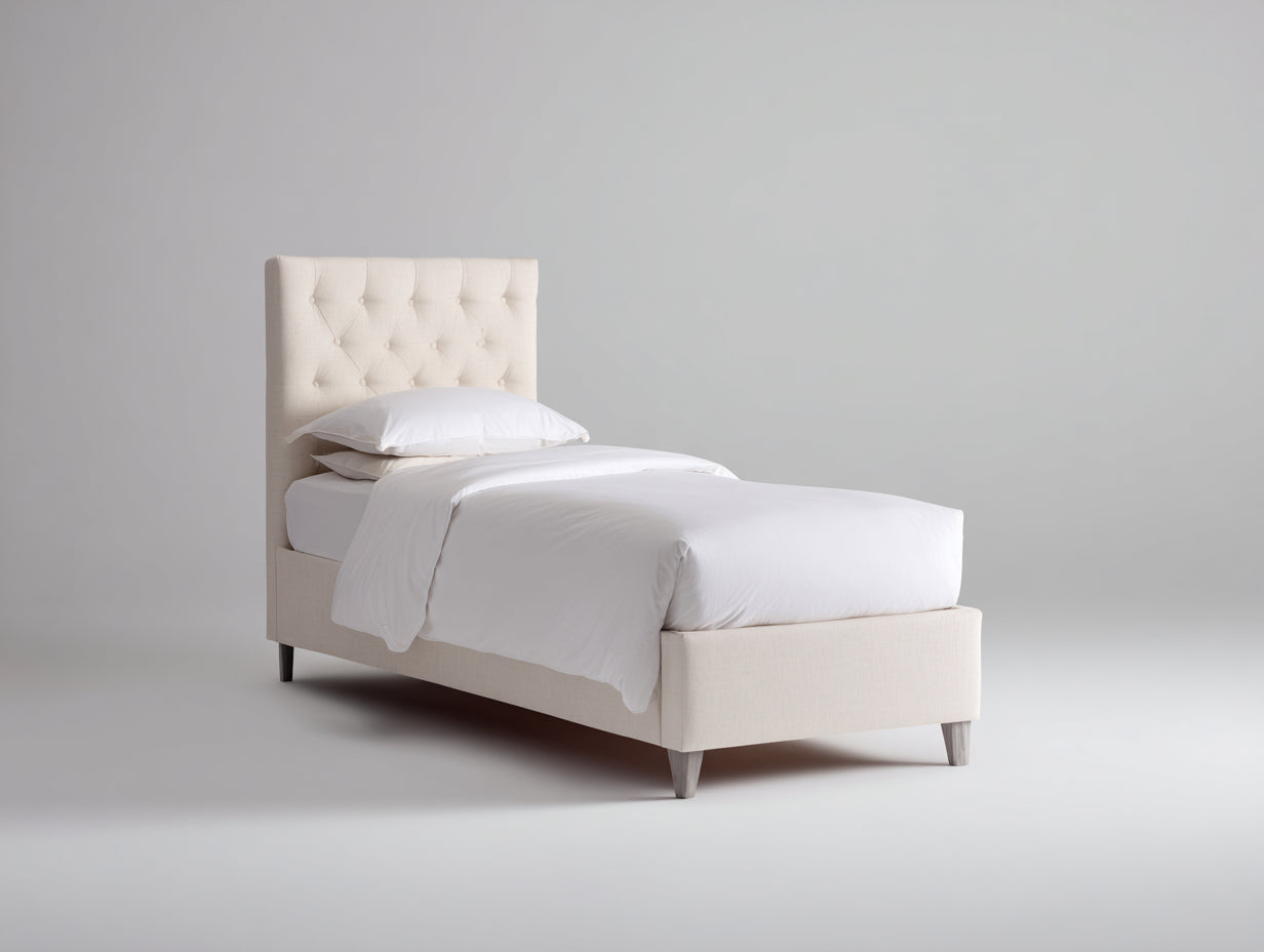 Lit simple-Tissu-200x100x120 cm-Beige clair-Style classique contemporain
