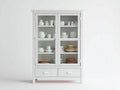 Vitrine - bois-verre - 90x40x180 cm - blanc - classique
