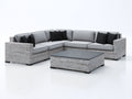 Canapé de jardin - rotin-tissu - 292x292x82 cm - gris clair-gris anthracite - style moderne