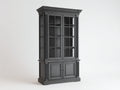 Vitrine - bois-verre - 118x46x216 cm - gris graphite - style néoclassique